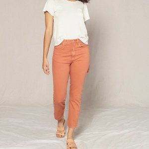Outerknown Dune High Rise Slim Fit Jeans in Red Rock Size 28 NWT